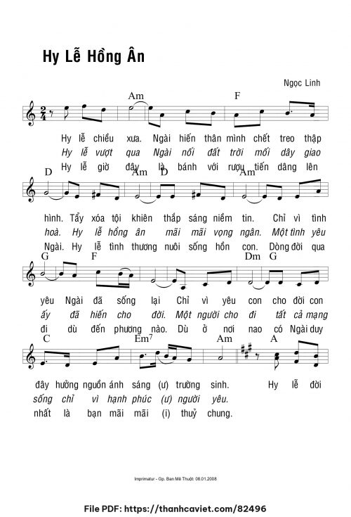 Hy lễ hồng ân - Ngọc Linh - trang 1