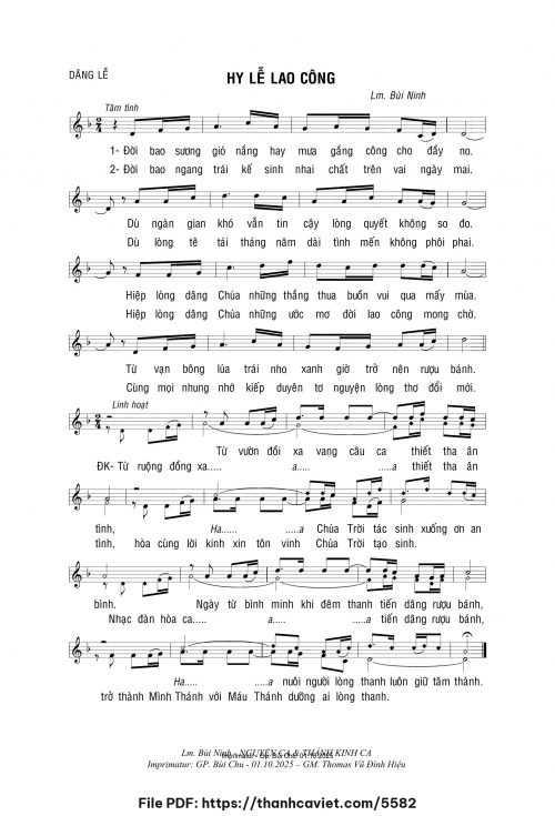 Hy lễ lao công - Lm. Bùi Ninh - trang 1