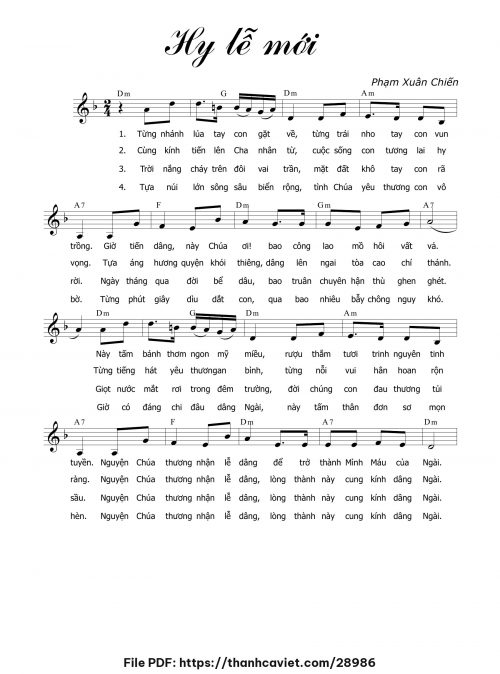 Hy lễ mới - Phạm Xuân Chiến - trang 1