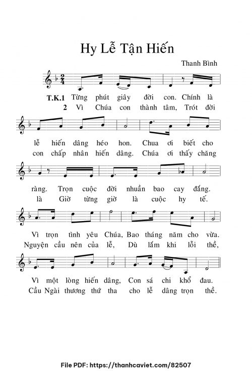 Hy lễ tận hiến - Lm. Thanh Bình - trang 1