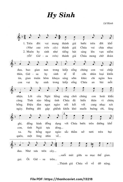 Hy sinh - Lữ Hành - trang 1