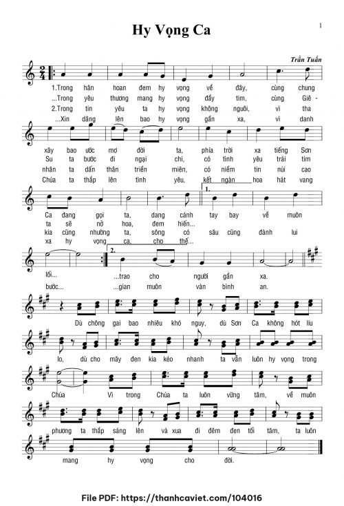 Hy vọng ca - Lm. Trần Tuấn - trang 1