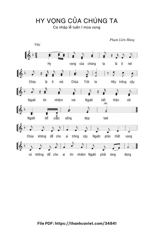 Hy vọng của chúng ta - Lm. Phạm Liên Hùng - trang 1