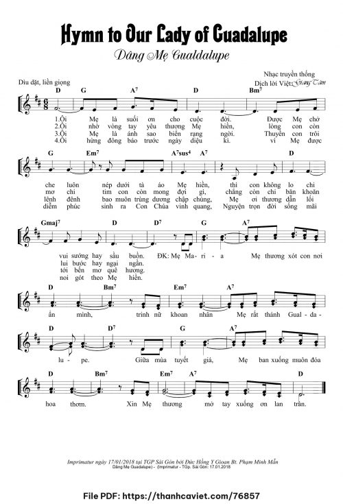 Hymn to Our Lady of Guadalupe - Lm. Giang Tâm (Nhạc Ngoại, lời Việt) - trang 1