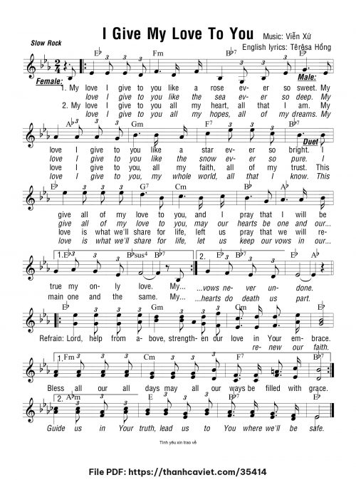 I Give My Love To You - Viễn Xứ (English lyrics: Têrêsa Hồng) - trang 1