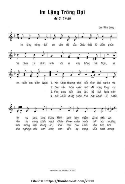 Im lặng trông đợi - Lm. Kim Long - trang 1