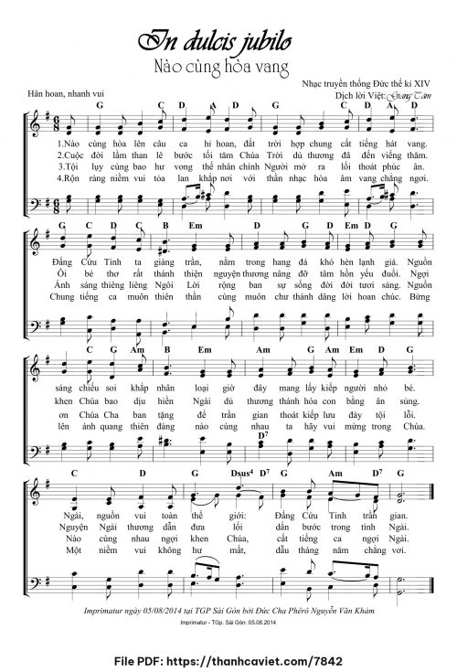 In Dulcis Jubilo Nào cùng hòa vang - Lm. Giang Tâm (Nhạc Ngoại, lời Việt) - trang 1