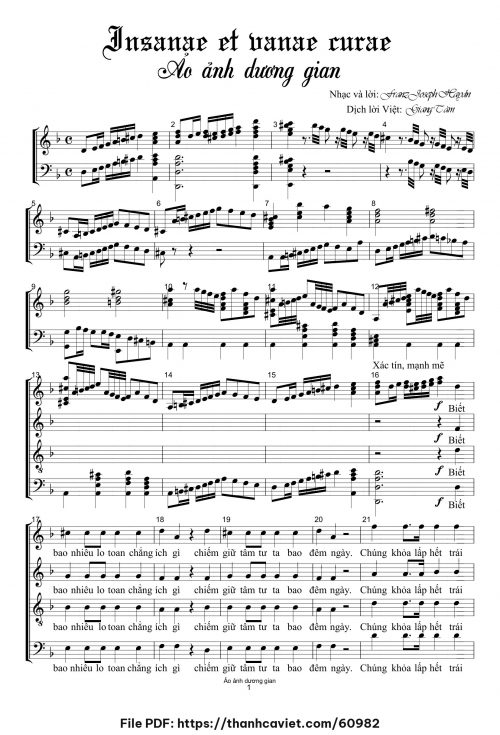 Insannae Et Vanae Curae - Lm. Giang Tâm (Nhạc Ngoại, lời Việt) - trang 1