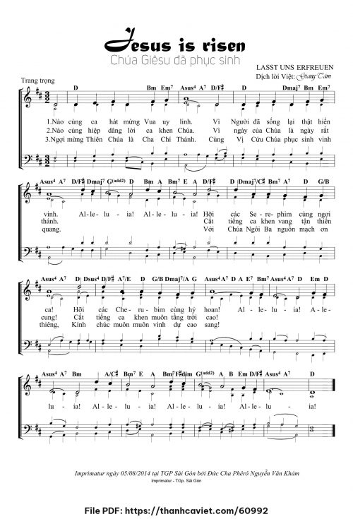 Jesus is risen – Chúa Giêsu đã phục sinh - Lm. Giang Tâm (Nhạc Ngoại, lời Việt) - trang 1
