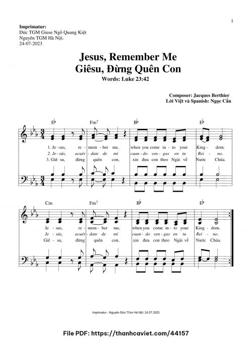 Jesus, Remember Me [Giêsu, đừng quên con] - Ngọc Cẩn - trang 1