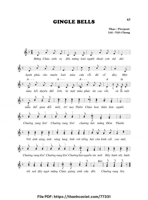 Jingle Bells - Pierpont - Lời: Viết Chung - trang 1