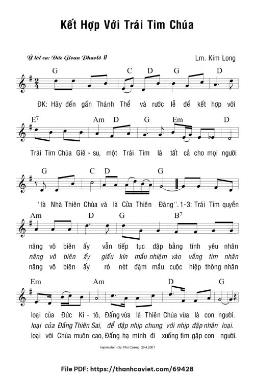 Kết hợp với trái tim Chúa - Lm. Kim Long - trang 1