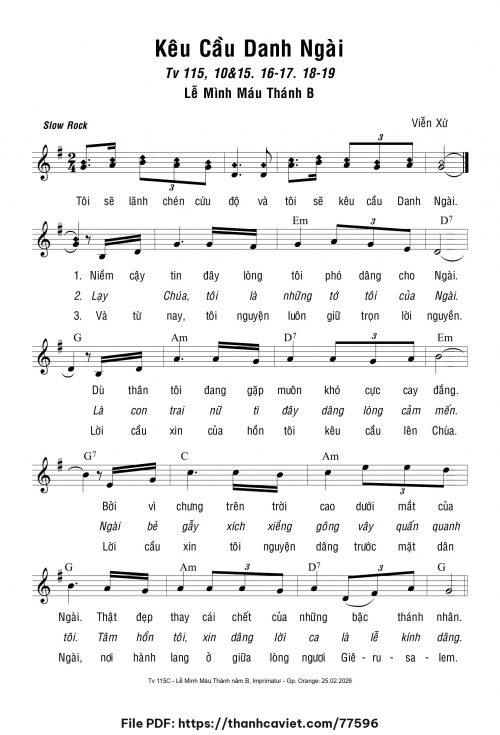 Kêu cầu danh Ngài - Viễn Xứ - trang 1