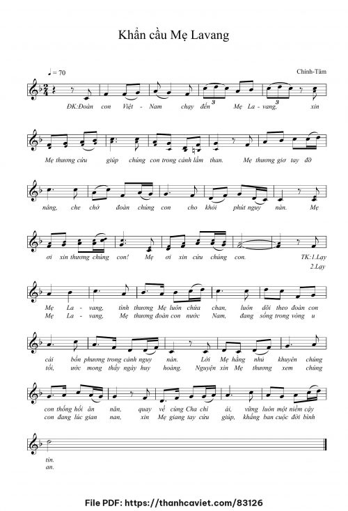 Khẩn cầu Mẹ La Vang - Chính Tâm - trang 1