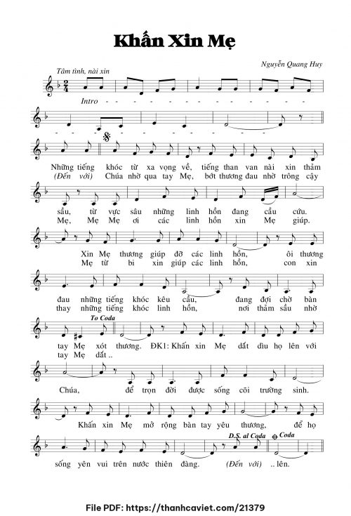 Khấn xin Mẹ - Nguyễn Quang Huy - trang 1