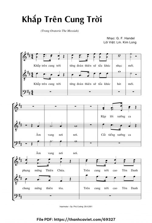 Khắp trên cung trời - Lm. Kim Long (Nhạc Ngoại, lời Việt) - trang 1