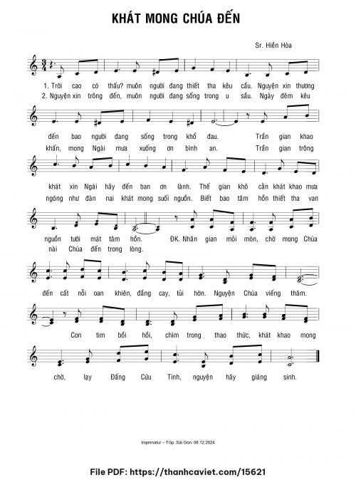Khát mong Chúa đến - Sr. Hiền Hòa - trang 1