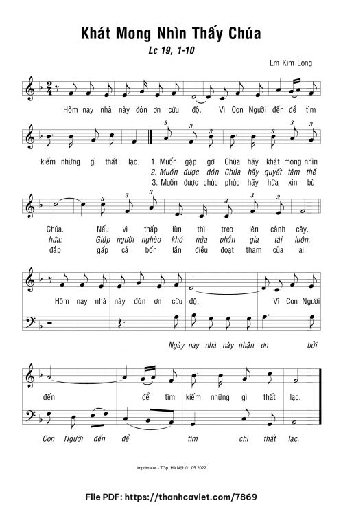 Khát mong nhìn thấy Chúa - Lm. Kim Long - trang 1