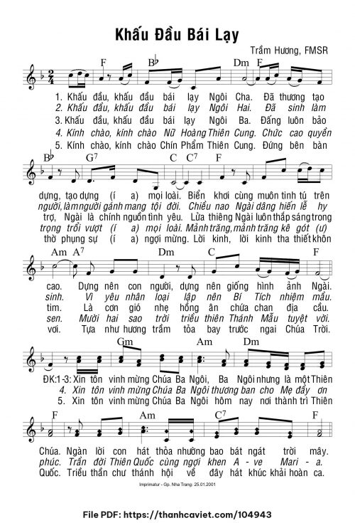 Khấu đầu bái lạy - Sr. Trầm Hương - trang 1