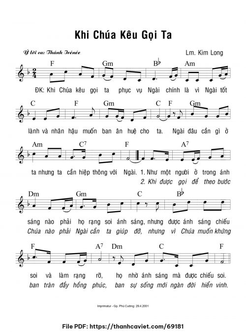 Khi Chúa kêu gọi ta - Lm. Kim Long - trang 1