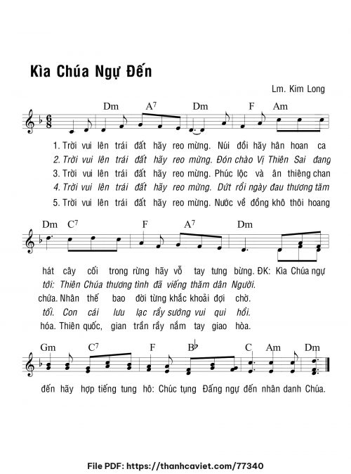 Khi Chúa ngự đến - Lm. Kim Long - trang 1