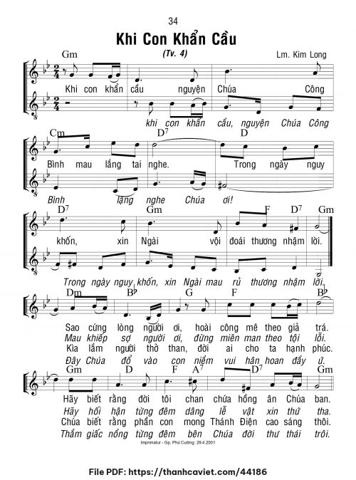 Khi con khẩn cầu - Lm. Kim Long - trang 1