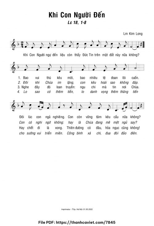 Khi Con Người đến - Lm. Kim Long - trang 1