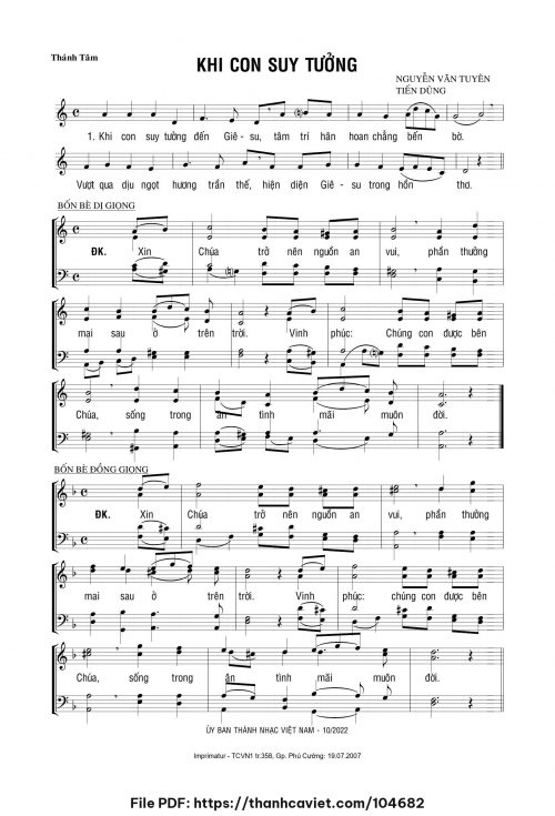 Khi con suy tưởng - Lm. Tiến Dũng - Lm. Nguyễn Văn Tuyên - trang 1