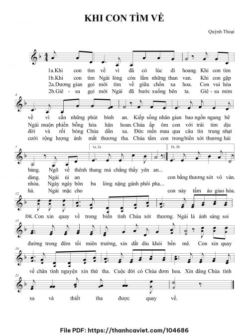 Khi con tìm về - Sr. Quỳnh Thoại - trang 1