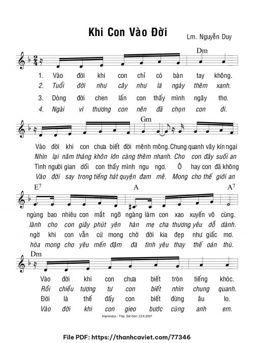 Khi con vào đời - Lm. Nguyễn Duy - trang 1