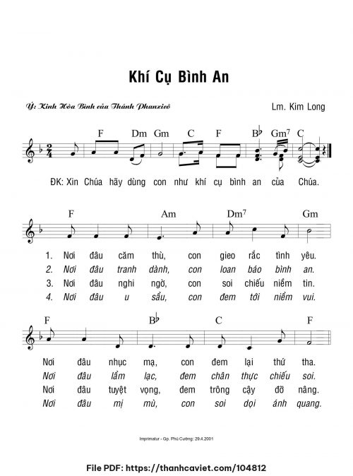 Khí cụ bình an - Lm. Kim Long - trang 1