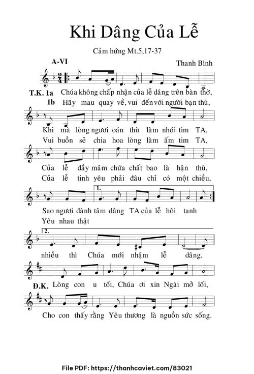 Khi dâng của lễ - Lm. Thanh Bình - trang 1