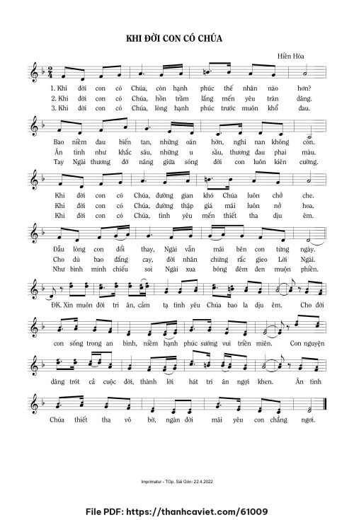 Khi đời con có Chúa - Sr. Hiền Hòa - trang 1
