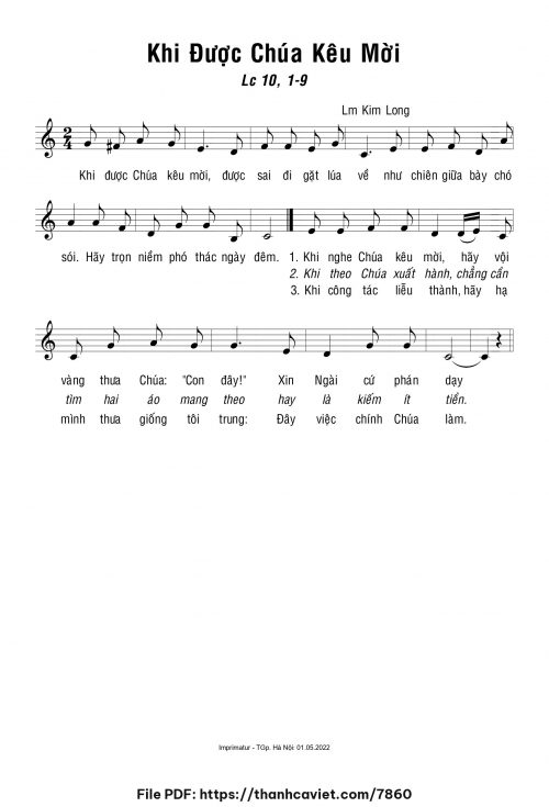 Khi được Chúa kêu mời - Lm. Kim Long - trang 1
