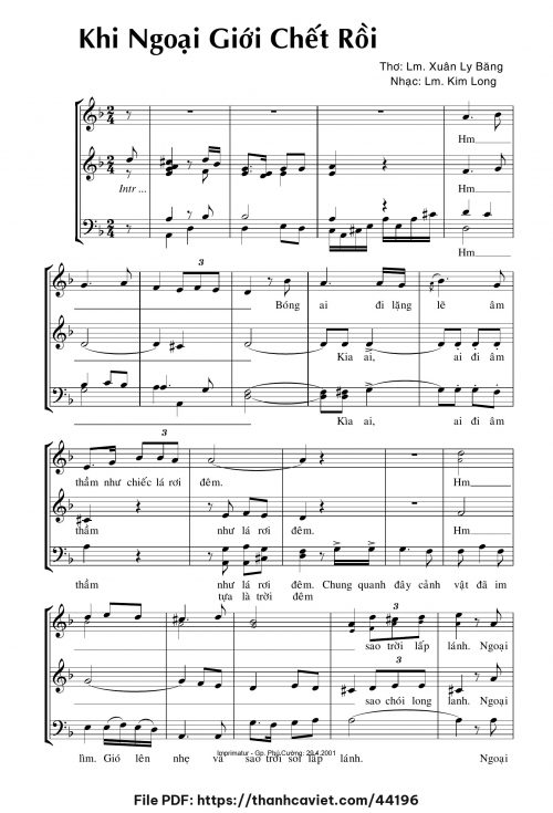 Khi ngoại giới chết rồi - Lm. Kim Long - ĐÔ. Xuân Ly Băng - trang 1