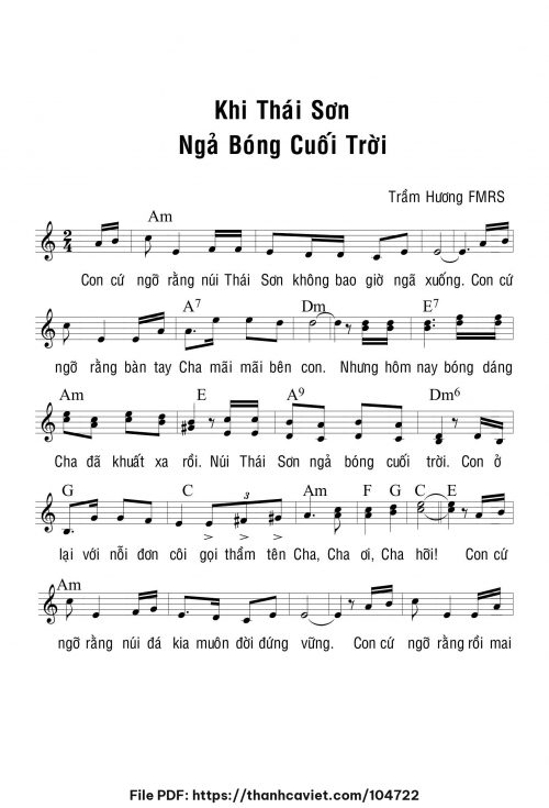 Khi Thái Sơn ngả bóng cuối trời - Sr. Trầm Hương - trang 1