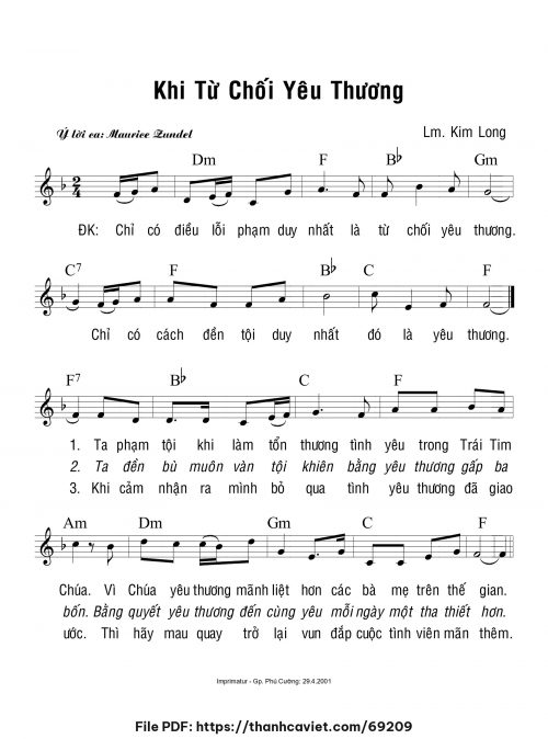 Khi từ chối yêu thương - Lm. Kim Long - trang 1