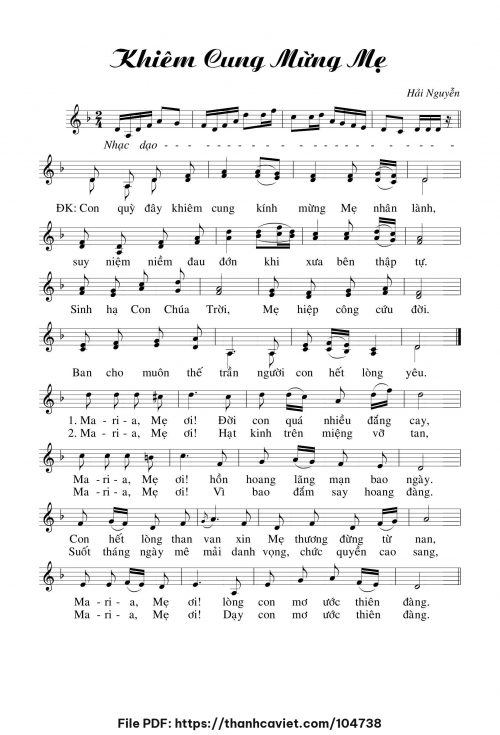 Khiêm cung mừng Mẹ - Hải Nguyễn - trang 1