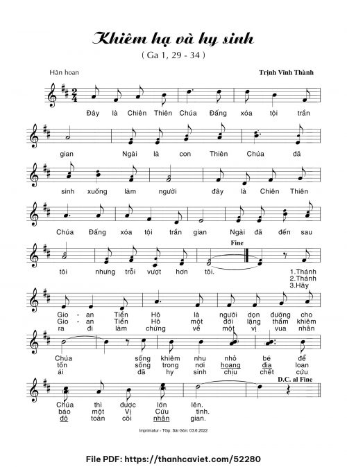 Khiêm hạ và hy sinh - Trịnh Vĩnh Thành - trang 1