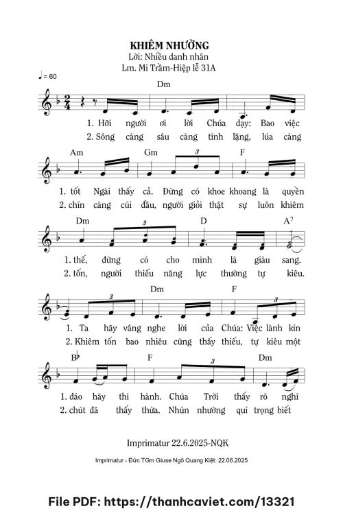 Khiêm nhường - Lm. Mi Trầm - trang 1