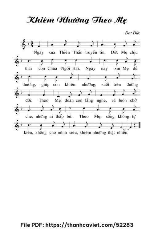 Khiêm nhường theo Mẹ - Đạt Đức - trang 1