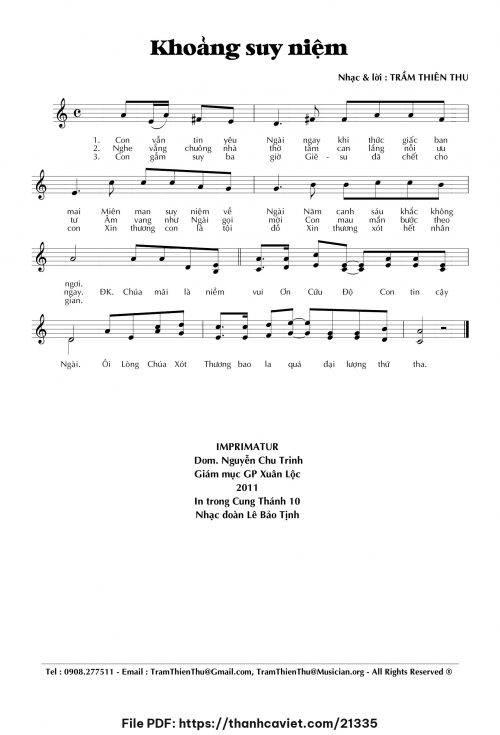 Khoảng suy niệm - Trầm Thiên Thu - trang 1