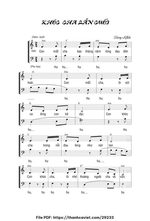 Khóc cha lần cuối - Lm. Trọng Khẩn - trang 1