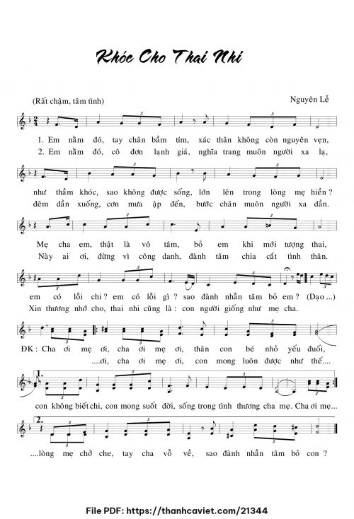 Khóc cho thai nhi - Lm. Nguyên Lễ - trang 1