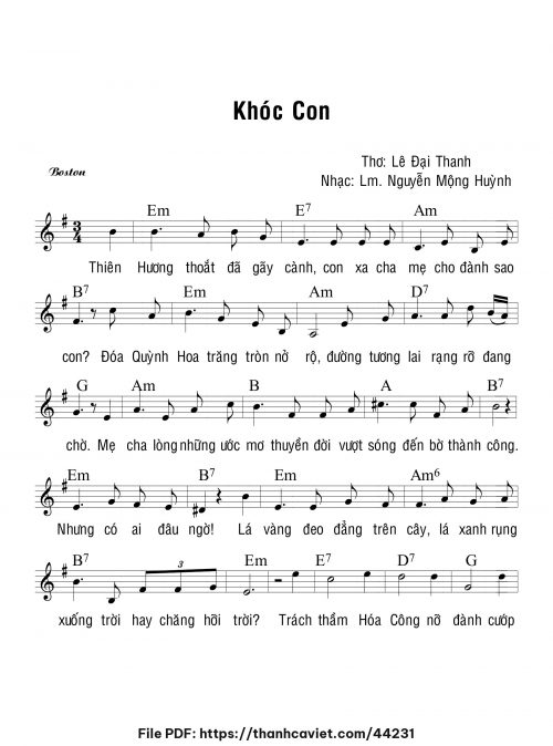 Khóc con - Lm. Nguyễn Mộng Huỳnh - trang 1