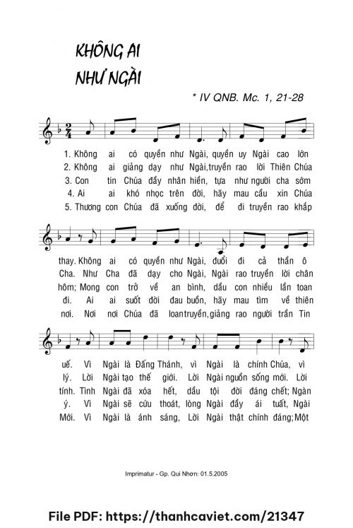 Không ai như Ngài - Lm. La Thập Tự - trang 1