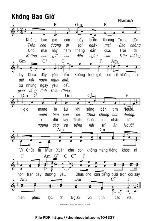 Không bao giờ - Phanxicô - trang 1