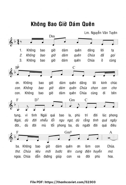 Không bao giờ dám quên - Lm. Nguyễn Văn Tuyên - trang 1