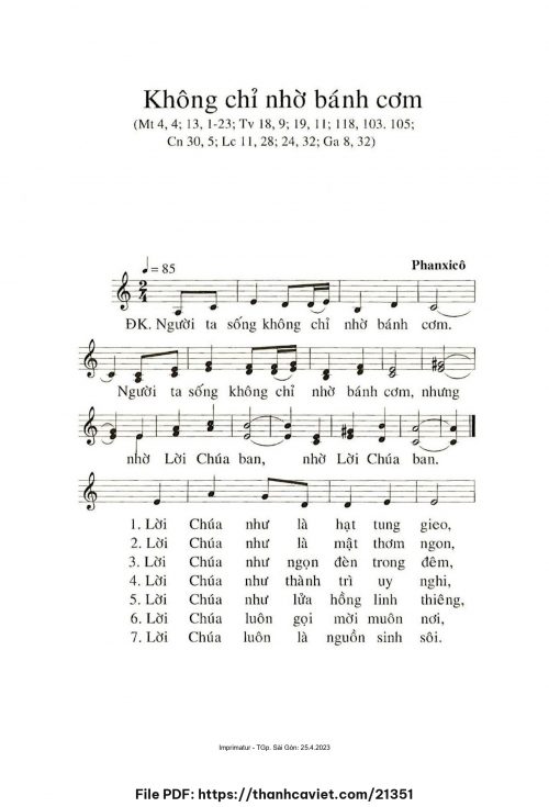 Không chỉ nhờ bánh cơm - Phanxicô - trang 1