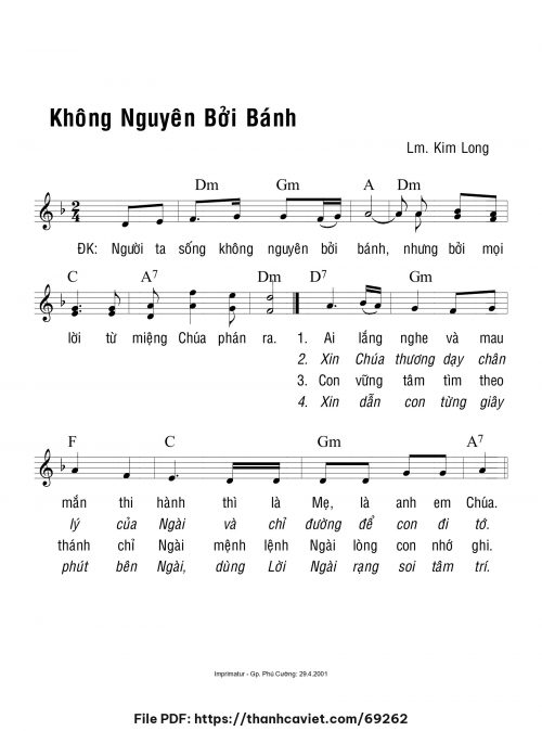 Không nguyên bởi bánh - Lm. Kim Long - trang 1